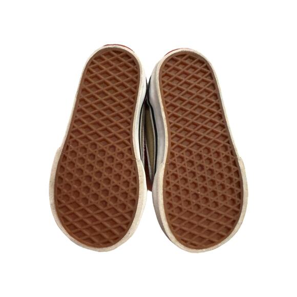 Vans Old Skool V Toddler Tan White Velcro Suede Canvas Sneakers 5 - Picture 5 of 5